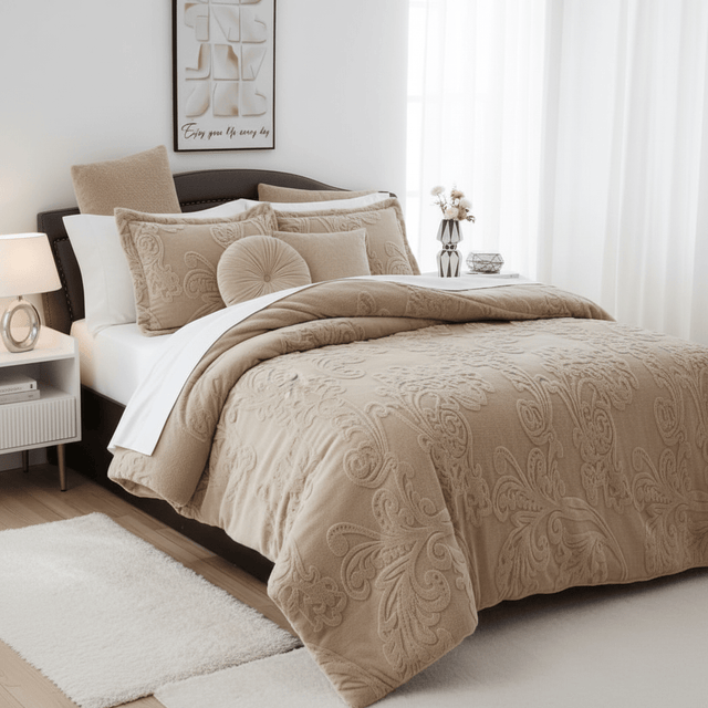 Beroea Soft Touch 6 - Piece Beige Microfibre Comforter Set – Cozy King Size Bedding with Deep Fit Sheet - Al Kabayel Discount CentreBeroea Soft Touch 6 - Piece Beige Microfibre Comforter Set – Cozy King Size Bedding with Deep Fit SheetBeddingBEROEAAl Kabayel Discount Centre