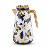 Royalford Floral Vacuum Flask White & Navy Blue - 1 Litre
