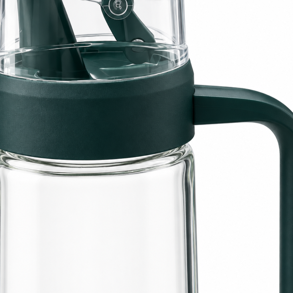 Glass Oil Pot with Handle Dark Green - 500ml