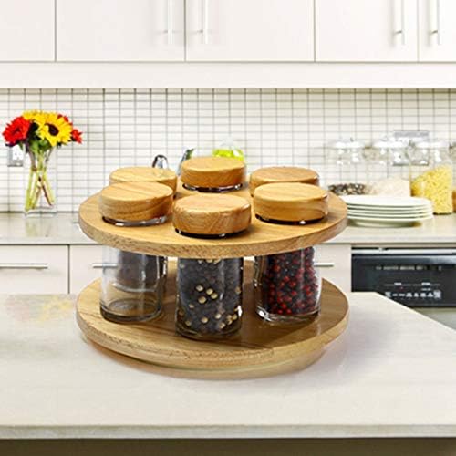 Billi 6Pcs Spice Bottle Set with Wooden Lid & Rotating Stand — 20×12 cm - Al Kabayel Discount CentreBilli 6Pcs Spice Bottle Set with Wooden Lid & Rotating Stand — 20×12 cmOrganizers & AccessoriesBILLIAl Kabayel Discount Centre