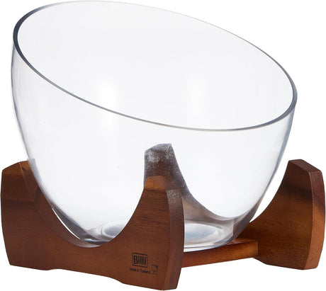 Billi Glass Salad Bowl with Acacia Wood Stand & Servers – 25.7×23.5 cm - Al Kabayel Discount CentreBilli Glass Salad Bowl with Acacia Wood Stand & Servers – 25.7×23.5 cmBowlsBILLIAl Kabayel Discount Centre