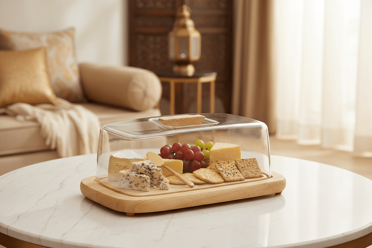 Billi Wooden Serving Tray, Cheese Dome With Acrylic Cover/ Lid, 30.5 X 17.5 X 12 Cm Wp 910, Beige - Al Kabayel Discount CentreBilli Wooden Serving Tray, Cheese Dome With Acrylic Cover/ Lid, 30.5 X 17.5 X 12 Cm Wp 910, BeigeServing TraysBILLIAl Kabayel Discount Centre