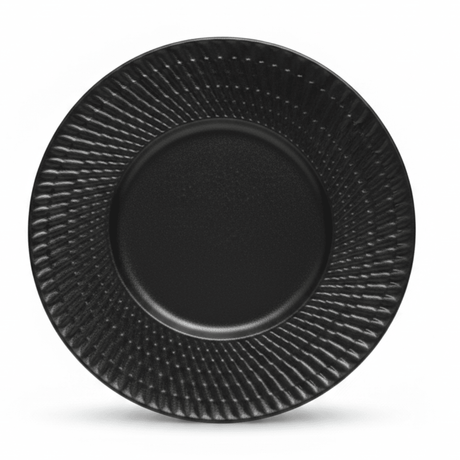 Black Ceramic Round Charger Plate with Embossed Radial Rim – 8.5 Inch - Al Kabayel Discount CentreBlack Ceramic Round Charger Plate with Embossed Radial Rim – 8.5 InchPlatesAKDCAl Kabayel Discount Centre