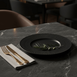 Black Ceramic Round Dinner Plate with Embossed Radial Rim – 10.5 Inch - Al Kabayel Discount CentreBlack Ceramic Round Dinner Plate with Embossed Radial Rim – 10.5 InchPlatesAKDCAl Kabayel Discount Centre