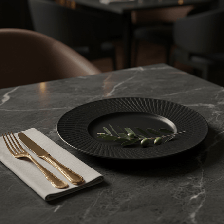 Black Ceramic Round Dinner Plate with Embossed Radial Rim – 10.5 Inch - Al Kabayel Discount CentreBlack Ceramic Round Dinner Plate with Embossed Radial Rim – 10.5 InchPlatesAKDCAl Kabayel Discount Centre