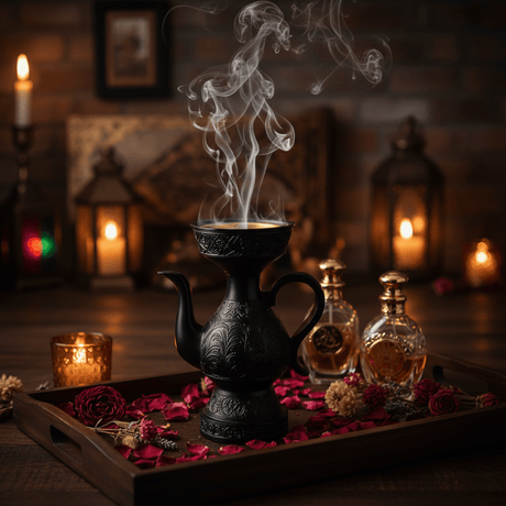 Black Chalk Incense Burner — Ornate Arabic Mabkhara | 18cm - Al Kabayel Discount CentreBlack Chalk Incense Burner — Ornate Arabic Mabkhara | 18cmIncense BurnerAKDCAl Kabayel Discount Centre