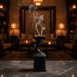 Black Chalk Incense Burner with Crescent Moon Stand | 22cm | Luxury Arabic Bakhoor Holder - Al Kabayel Discount CentreBlack Chalk Incense Burner with Crescent Moon Stand | 22cm | Luxury Arabic Bakhoor HolderIncense BurnerAKDCAl Kabayel Discount Centre