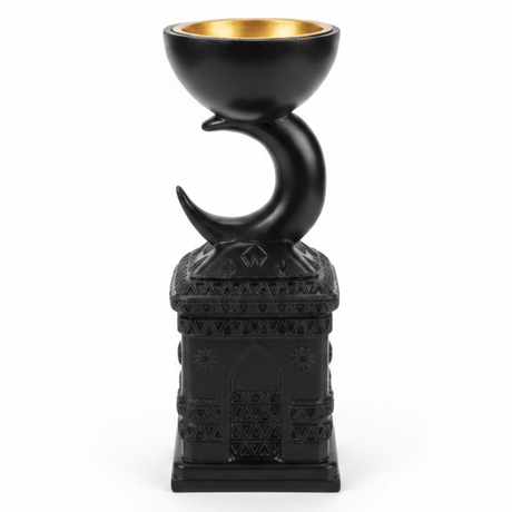 Black Chalk Incense Burner with Crescent Moon Stand | 22cm | Luxury Arabic Bakhoor Holder - Al Kabayel Discount CentreBlack Chalk Incense Burner with Crescent Moon Stand | 22cm | Luxury Arabic Bakhoor HolderIncense BurnerAKDCAl Kabayel Discount Centre