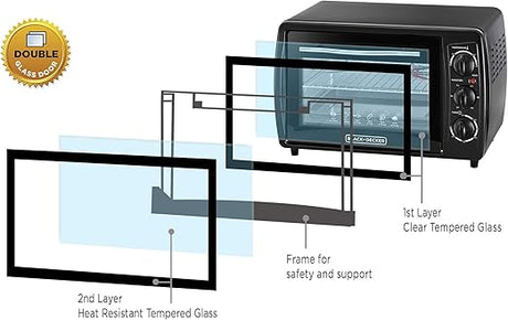 Black & Decker - 1380W 19L Toaster Oven, 90 - 230 Temp Setting Double Grill And Glass Door For Added Safety - Al Kabayel Discount CentreBlack & Decker - 1380W 19L Toaster Oven, 90 - 230 Temp Setting Double Grill And Glass Door For Added SafetyFood & Drink AppliancesBLACK & DECKERAl Kabayel Discount Centre