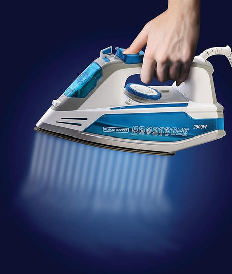 Black & Decker - 2800W 2 Way Auto Shut - Off Anti Drip, Anodized Sole Plate Variable Steam Iron, Blue - Al Kabayel Discount CentreBlack & Decker - 2800W 2 Way Auto Shut - Off Anti Drip, Anodized Sole Plate Variable Steam Iron, BlueIrons & SteamersBLACK & DECKERAl Kabayel Discount Centre