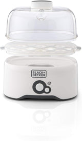 Black & Decker 280w 6 piece egg cooker with cooking rack and 2 poaching pan dry boil auto shutoff protection transparent cover white body, for perfect eggs eg200 - b - Al Kabayel Discount CentreBlack & Decker 280w 6 piece egg cooker with cooking rack and 2 poaching pan dry boil auto shutoff protection transparent cover white body, for perfect eggs eg200 - bFood & Drink AppliancesBLACK & DECKERAl Kabayel Discount Centre