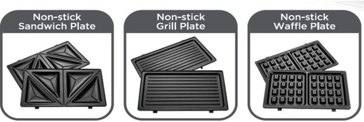 Black & Decker 3 In 1 Interchangeable 780W TS2130 - B5, Grill & Waffle& Sandwich Maker Silver/Black - (International Warranty) - Al Kabayel Discount CentreBlack & Decker 3 In 1 Interchangeable 780W TS2130 - B5, Grill & Waffle& Sandwich Maker Silver/Black - (International Warranty)ToastersBLACK & DECKERAl Kabayel Discount Centre