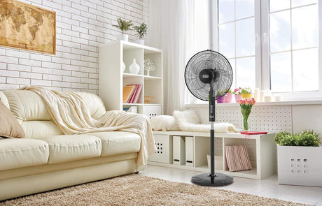 Black & Decker 60W Stand Fan 16 Inch Diameter, 90° Wide Swing 3 Speeds Plus Modes And 5AS Blade, For The Perfect Temperature FS1620 - B5 - Al Kabayel Discount CentreBlack & Decker 60W Stand Fan 16 Inch Diameter, 90° Wide Swing 3 Speeds Plus Modes And 5AS Blade, For The Perfect Temperature FS1620 - B5Fans/HeatersBLACK & DECKERAl Kabayel Discount Centre