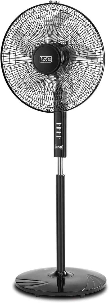 Black & Decker 60W Stand Fan 16 Inch Diameter, 90° Wide Swing 3 Speeds Plus Modes And 5AS Blade, For The Perfect Temperature FS1620 - B5 - Al Kabayel Discount CentreBlack & Decker 60W Stand Fan 16 Inch Diameter, 90° Wide Swing 3 Speeds Plus Modes And 5AS Blade, For The Perfect Temperature FS1620 - B5Fans/HeatersBLACK & DECKERAl Kabayel Discount Centre
