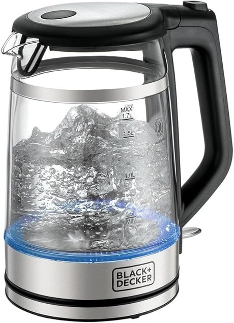 Black & Decker - Glass Kettle, 2200W Heating, Double Wall Wrap Protection, 1.7L Capacity - Al Kabayel Discount CentreBlack & Decker - Glass Kettle, 2200W Heating, Double Wall Wrap Protection, 1.7L CapacityElectric KettlesBLACK & DECKERAl Kabayel Discount Centre