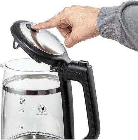 Black & Decker - Glass Kettle, 2200W Heating, Double Wall Wrap Protection, 1.7L Capacity - Al Kabayel Discount CentreBlack & Decker - Glass Kettle, 2200W Heating, Double Wall Wrap Protection, 1.7L CapacityElectric KettlesBLACK & DECKERAl Kabayel Discount Centre