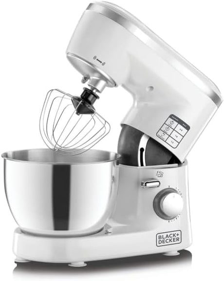 Black & Decker Kitchen Stand Mixer Machine, 1000W Power, 4L Large Capacity, Stainless Steel Bowl, 6 Speed Settings for Perfect Baking Results, Easy Mixing & Kneading, SM1000 - B5 - Al Kabayel Discount CentreBlack & Decker Kitchen Stand Mixer Machine, 1000W Power, 4L Large Capacity, Stainless Steel Bowl, 6 Speed Settings for Perfect Baking Results, Easy Mixing & Kneading, SM1000 - B5Blenders, Mixers & Food ProcessorsBLACK & DECKERAl Kabayel Discount Centre