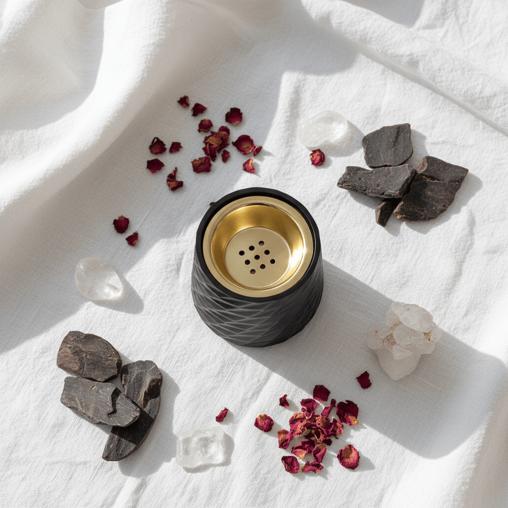 Black Elegant Geometric Ceramic Incense Burner with Gold Brass Interior | 10×7cm - Al Kabayel Discount CentreBlack Elegant Geometric Ceramic Incense Burner with Gold Brass Interior | 10×7cmIncense burnerAKDCAl Kabayel Discount Centre