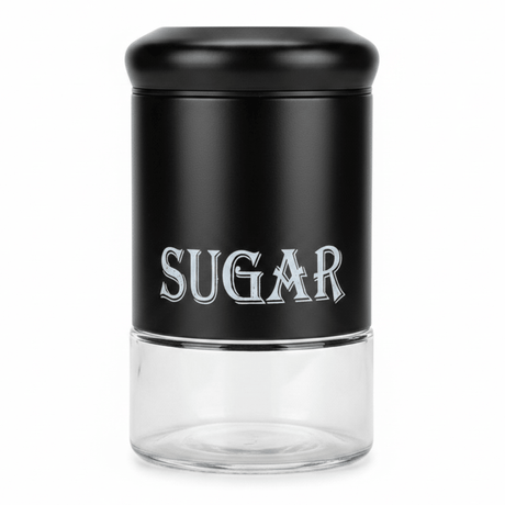 Black Elegant Metal & Glass Sugar Canister — 1 Litre - Al Kabayel Discount CentreBlack Elegant Metal & Glass Sugar Canister — 1 LitreJars & Food SaversAKDCAl Kabayel Discount Centre