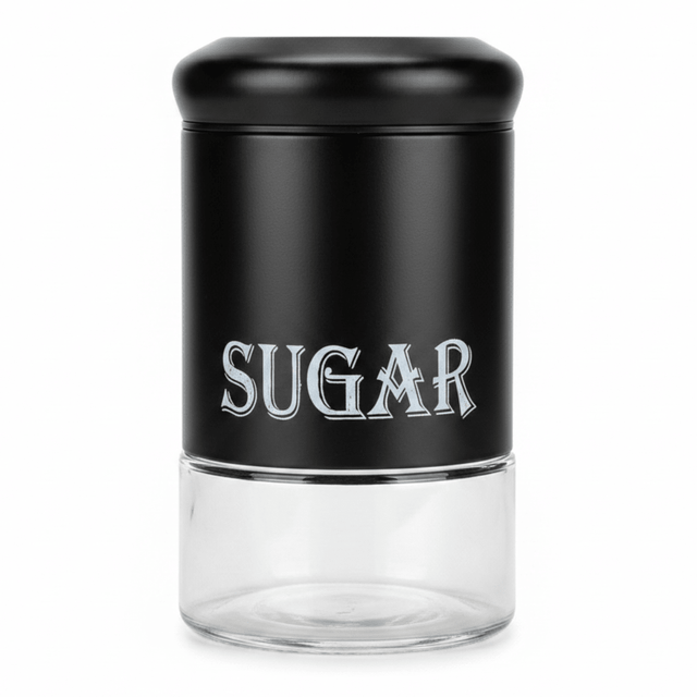Black Elegant Metal & Glass Sugar Canister — 1 Litre - Al Kabayel Discount CentreBlack Elegant Metal & Glass Sugar Canister — 1 LitreJars & Food SaversAKDCAl Kabayel Discount Centre