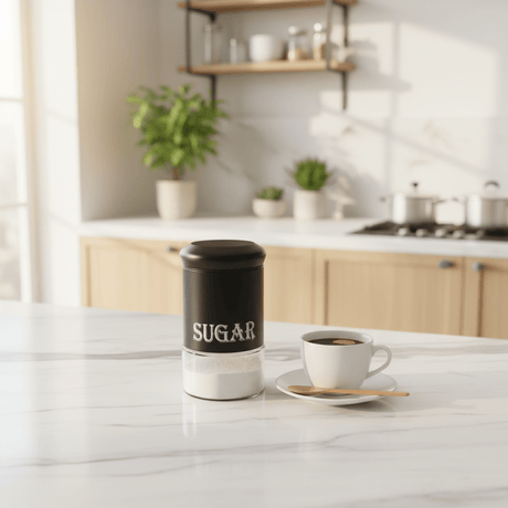 Black Elegant Metal & Glass Sugar Canister — 1 Litre - Al Kabayel Discount CentreBlack Elegant Metal & Glass Sugar Canister — 1 LitreJars & Food SaversAKDCAl Kabayel Discount Centre