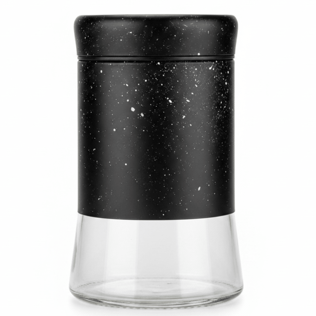 Black Galaxy Speckle Metal & Glass Canister — 750ml - Al Kabayel Discount CentreBlack Galaxy Speckle Metal & Glass Canister — 750mlJars & Food SaversAKDCAl Kabayel Discount Centre