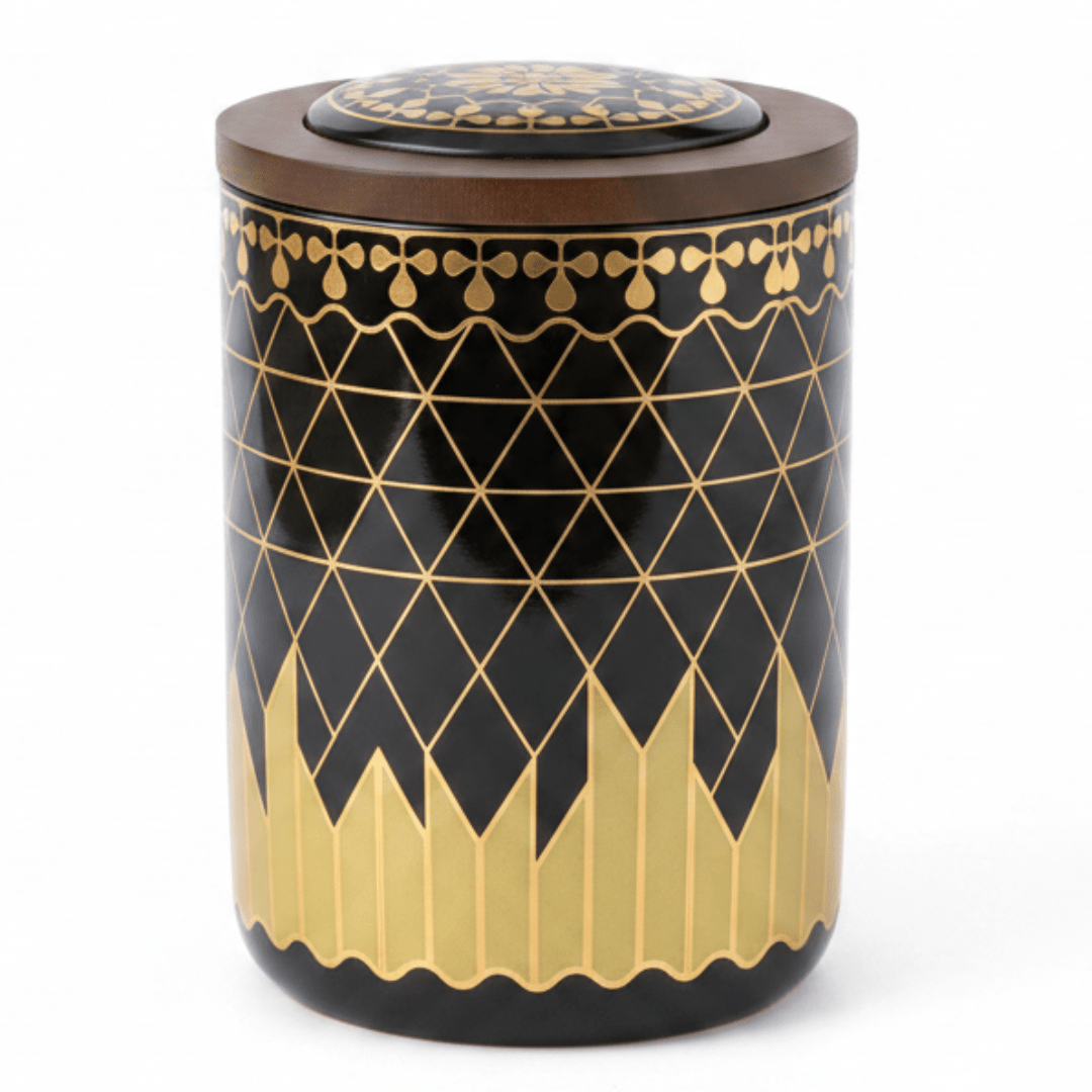 Black & Gold Ceramic Canister with Lid | 15×10 cm - Al Kabayel Discount CentreBlack & Gold Ceramic Canister with Lid | 15×10 cmJars & Food SaversAKDCAl Kabayel Discount Centre