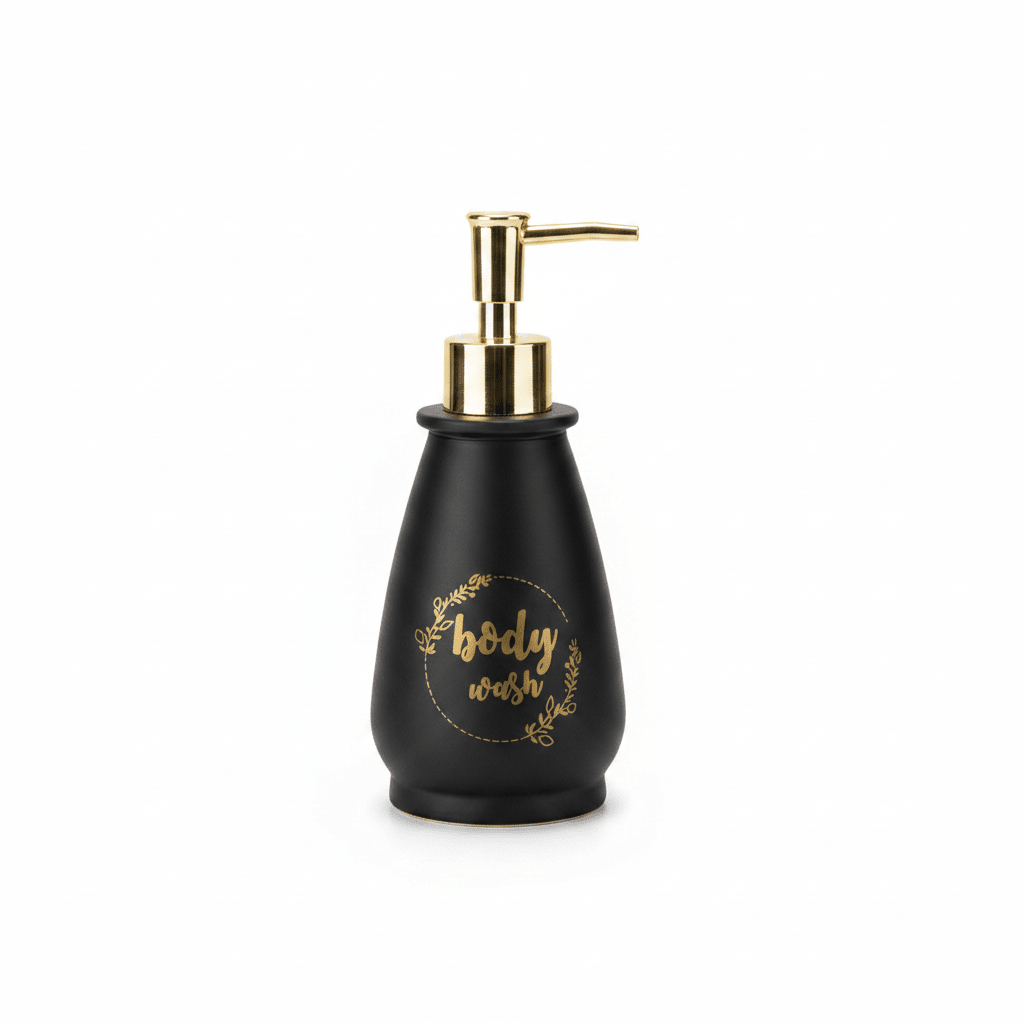 Black & Gold Ceramic & Plastic Liquid Soap Dispenser – 400ml - Al Kabayel Discount CentreBlack & Gold Ceramic & Plastic Liquid Soap Dispenser – 400mlHolders & DispensersAKDCAl Kabayel Discount Centre