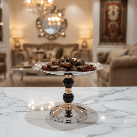 Black & Gold Footed Silver Metal Candy Tray - 19×24cm - Al Kabayel Discount CentreBlack & Gold Footed Silver Metal Candy Tray - 19×24cmServing TraysAKDCAl Kabayel Discount Centre