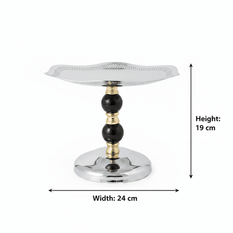 Black & Gold Footed Silver Metal Candy Tray - 19×24cm - Al Kabayel Discount CentreBlack & Gold Footed Silver Metal Candy Tray - 19×24cmServing TraysAKDCAl Kabayel Discount Centre