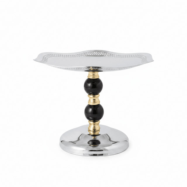 Black & Gold Footed Silver Metal Candy Tray - 19×24cm - Al Kabayel Discount CentreBlack & Gold Footed Silver Metal Candy Tray - 19×24cmServing TraysAKDCAl Kabayel Discount Centre