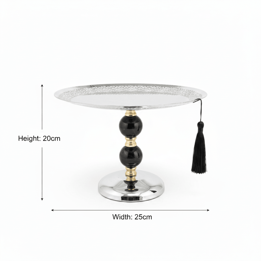 Black & Gold Footed Silver Metal Candy Tray – 20×25cm - Al Kabayel Discount CentreBlack & Gold Footed Silver Metal Candy Tray – 20×25cmServing TraysAKDCAl Kabayel Discount Centre