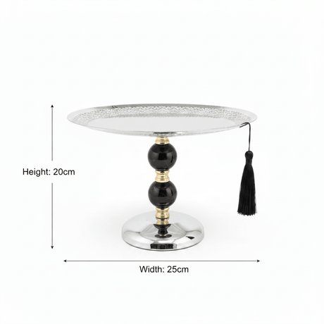 Black & Gold Footed Silver Metal Candy Tray – 20×25cm - Al Kabayel Discount CentreBlack & Gold Footed Silver Metal Candy Tray – 20×25cmServing TraysAKDCAl Kabayel Discount Centre