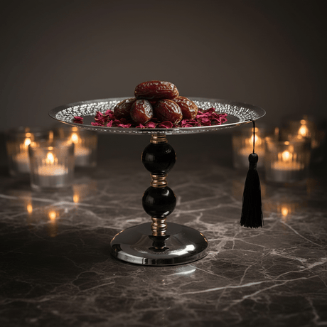 Black & Gold Footed Silver Metal Candy Tray – 20×25cm - Al Kabayel Discount CentreBlack & Gold Footed Silver Metal Candy Tray – 20×25cmServing TraysAKDCAl Kabayel Discount Centre
