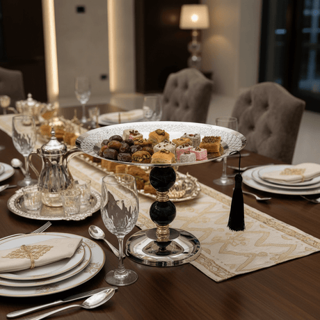 Black & Gold Footed Silver Metal Candy Tray – 23×30cm - Al Kabayel Discount CentreBlack & Gold Footed Silver Metal Candy Tray – 23×30cmServing TraysAKDCAl Kabayel Discount Centre