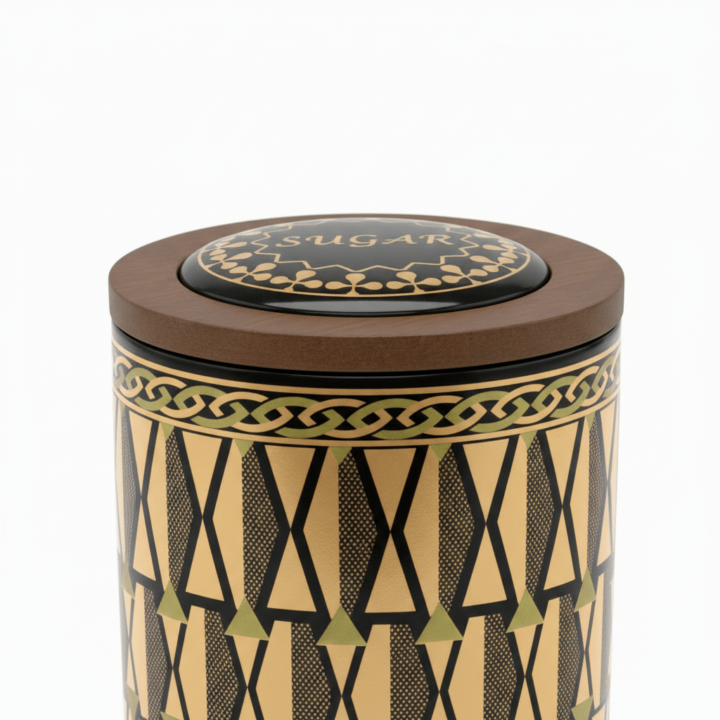 Black & Gold Geometric Ceramic Canister with Lid | 15×10cm - Al Kabayel Discount CentreBlack & Gold Geometric Ceramic Canister with Lid | 15×10cmJars & Food SaversAKDCAl Kabayel Discount Centre
