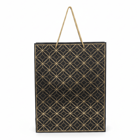 Black & Gold Geometric Paper Gift Bag – 40×30cm | Premium Foil Pattern with Twisted Rope Handles | - Al Kabayel Discount CentreBlack & Gold Geometric Paper Gift Bag – 40×30cm | Premium Foil Pattern with Twisted Rope Handles |Packing & Wrapping SuppliesAKDCAl Kabayel Discount Centre