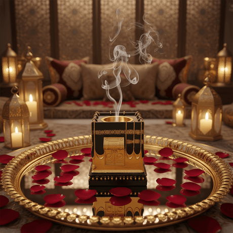 Black & Gold Kaaba Design Incense Burner | Luxury Arabic Bakhoor Holder | 15×10cm - Al Kabayel Discount CentreBlack & Gold Kaaba Design Incense Burner | Luxury Arabic Bakhoor Holder | 15×10cmIncense BurnerAKDCAl Kabayel Discount Centre