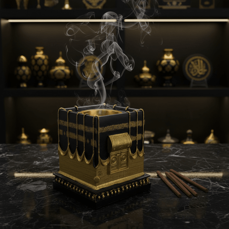 Black & Gold Kaaba Design Incense Burner | Luxury Arabic Bakhoor Holder | 15×10cm - Al Kabayel Discount CentreBlack & Gold Kaaba Design Incense Burner | Luxury Arabic Bakhoor Holder | 15×10cmIncense BurnerAKDCAl Kabayel Discount Centre