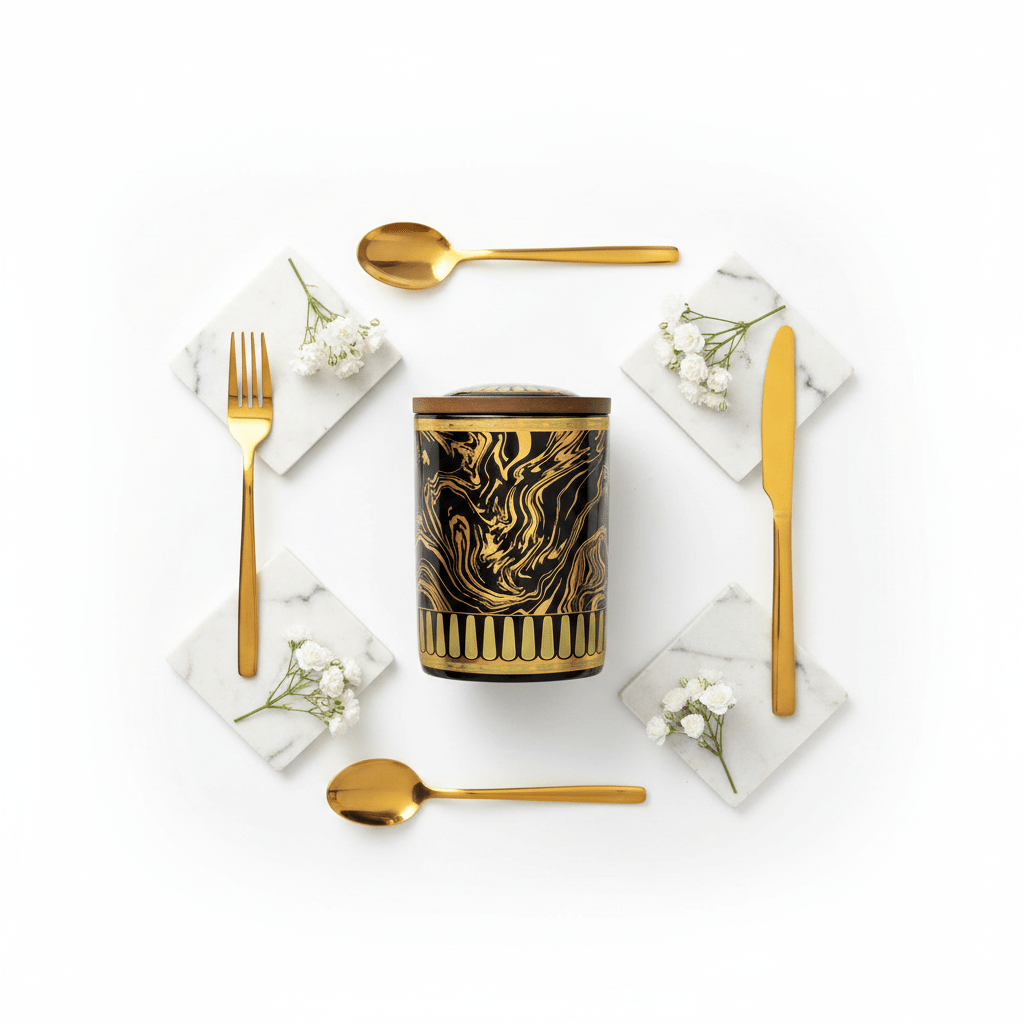 Black & Gold Marble Ceramic Canister with Wooden Lid | 15×10cm | Premium Kitchen Storage - Al Kabayel Discount CentreBlack & Gold Marble Ceramic Canister with Wooden Lid | 15×10cm | Premium Kitchen StorageJars & Food SaversAKDCAl Kabayel Discount Centre