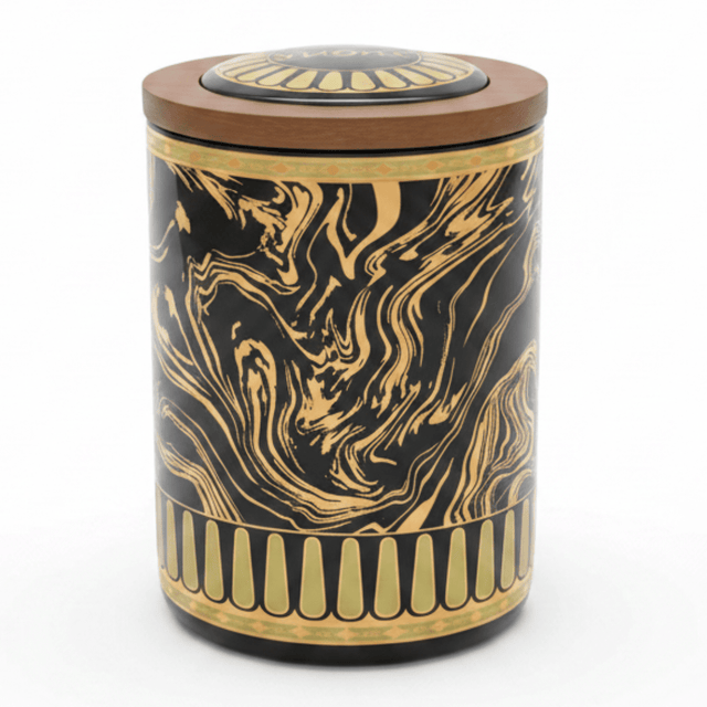 Black & Gold Marble Ceramic Canister with Wooden Lid | 15×10cm | Premium Kitchen Storage - Al Kabayel Discount CentreBlack & Gold Marble Ceramic Canister with Wooden Lid | 15×10cm | Premium Kitchen StorageJars & Food SaversAKDCAl Kabayel Discount Centre