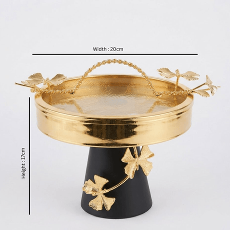 Black & Gold Metal Candy Tray with Ginkgo Leaf Detailing - 17×20 cm - Al Kabayel Discount CentreBlack & Gold Metal Candy Tray with Ginkgo Leaf Detailing - 17×20 cmServing TraysAKDCAl Kabayel Discount Centre