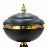 Black & Gold Metal Footed Candy Bowl with Lid - 18×18 cm - Al Kabayel Discount CentreBlack & Gold Metal Footed Candy Bowl with Lid - 18×18 cmBowlsAKDCAl Kabayel Discount Centre