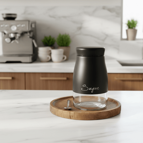 Black Matte Metal & Glass Storage Canister — 1 Litre - Al Kabayel Discount CentreBlack Matte Metal & Glass Storage Canister — 1 LitreJars & Food SaversAKDCAl Kabayel Discount Centre