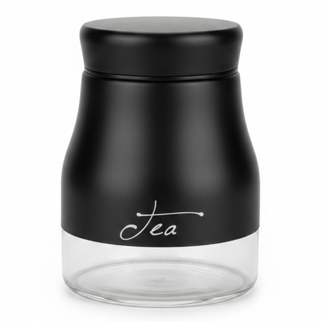 Black Matte Metal & Glass Tea Canister — 750ml | Airtight Storage Jar - Al Kabayel Discount CentreBlack Matte Metal & Glass Tea Canister — 750ml | Airtight Storage JarJars & Food SaversAKDCAl Kabayel Discount Centre