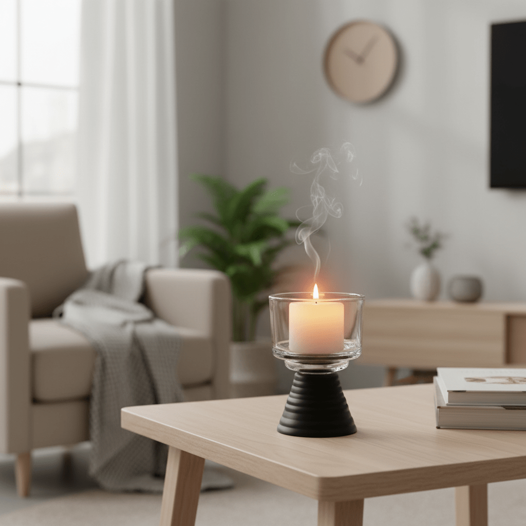 Black Metal Footed Glass Candle Holder for Contemporary Home and Dining Decoration – 11cm - Al Kabayel Discount CentreBlack Metal Footed Glass Candle Holder for Contemporary Home and Dining Decoration – 11cmHome Décor AccentsAKDCAl Kabayel Discount Centre
