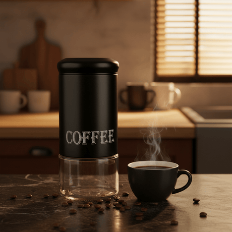Black Metal & Glass Airtight Canister – 1200ml - Al Kabayel Discount CentreBlack Metal & Glass Airtight Canister – 1200mlJars & Food SaversAKDCAl Kabayel Discount Centre