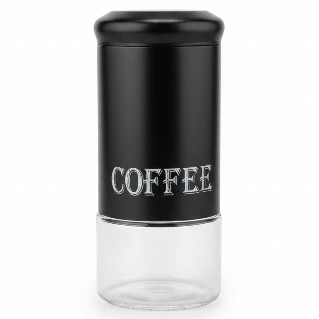 Black Metal & Glass Airtight Canister – 1200ml - Al Kabayel Discount CentreBlack Metal & Glass Airtight Canister – 1200mlJars & Food SaversAKDCAl Kabayel Discount Centre