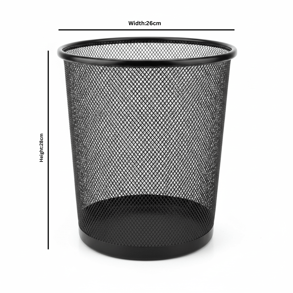 Black Metal Mesh Dustbin - 28×26 cm - Al Kabayel Discount CentreBlack Metal Mesh Dustbin - 28×26 cmOrganizers & AccessoriesAKDCAl Kabayel Discount Centre