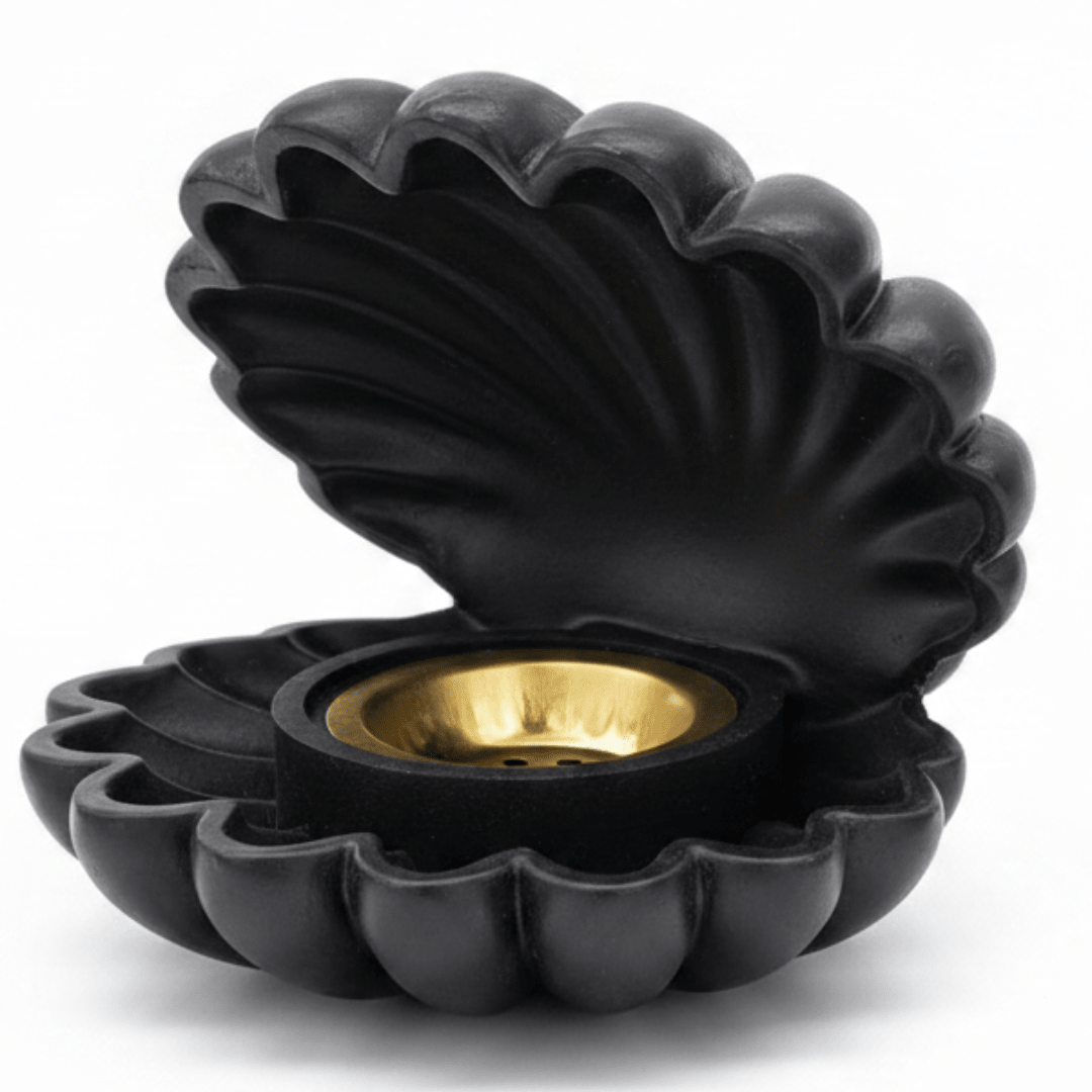 Black Shell Incense Burner — Matte Finish with Gold Brass Insert | 14cm - Al Kabayel Discount CentreBlack Shell Incense Burner — Matte Finish with Gold Brass Insert | 14cmIncense burnerAKDCAl Kabayel Discount Centre